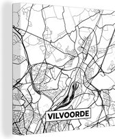 Canvas Schilderij Zwart Wit – België – Plattegrond – Stadskaart – Kaart – Vilvoorde - 90x90 cm - Wanddecoratie