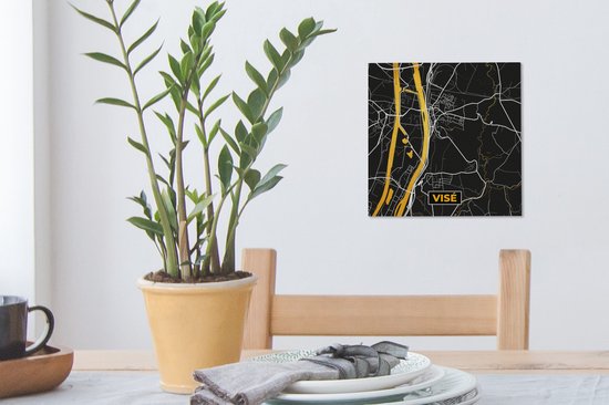 Tableau Toile Visé - Carte - Plan de Ville - Plan - Noir & Or - 20x20 cm - Décoration murale