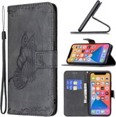 GSMNed – iPhone 13– Hoogwaardig PU Bookcase – Zwart – Leren iPhone Hoesje – Pasjeshouder