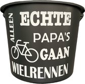Cadeau Emmer - Echte papa's Wielrennen - 12 liter - zwart - cadeau - geschenk - gift - kado - Vaderdag - verjaardag