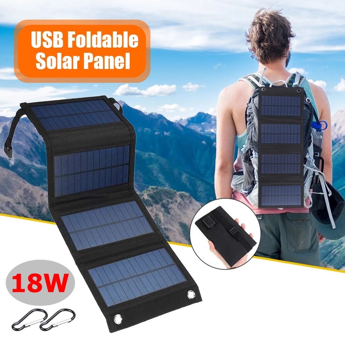 18W 5V mini opvouwbare USB-zonnepaneel-oplader voor zonnecellen