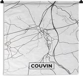 Wandkleed - Wanddoek - Plattegrond – Couvin – Zwart Wit – Stadskaart - België - Kaart - 180x180 cm - Wandtapijt