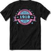 1918 Premium Quality | Feest Kado T-Shirt Heren - Dames | Licht Roze - Licht Blauw | Perfect Verjaardag Cadeau Shirt | Grappige Spreuken - Zinnen - Teksten | Maat M