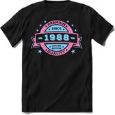 1988 Premium Quality | Feest Kado T-Shirt Heren - Dames | Licht Roze - Licht Blauw | Perfect Verjaardag Cadeau Shirt | Grappige Spreuken - Zinnen - Teksten | Maat L
