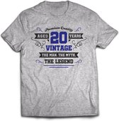 20 Jaar Legend - Feest kado T-Shirt Heren / Dames - Antraciet Grijs / Donker Blauw - Perfect Verjaardag Cadeau Shirt - grappige Spreuken, Zinnen en Teksten. Maat M
