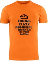 Dronken worden we allemaal Oranje Heren T-shirt | koningsdag | koning | bier |