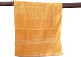 Gastendoeken van vlaslinnen 30 x 70 cm set van 2/linnen terry gastendoek kleur geel