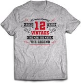 12 Jaar Legend - Feest kado T-Shirt Heren / Dames - Antraciet Grijs / Rood - Perfect Verjaardag Cadeau Shirt - grappige Spreuken, Zinnen en Teksten. Maat L
