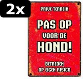 2x WAAKBORD BLIK PAS OP VOOR DE HOND