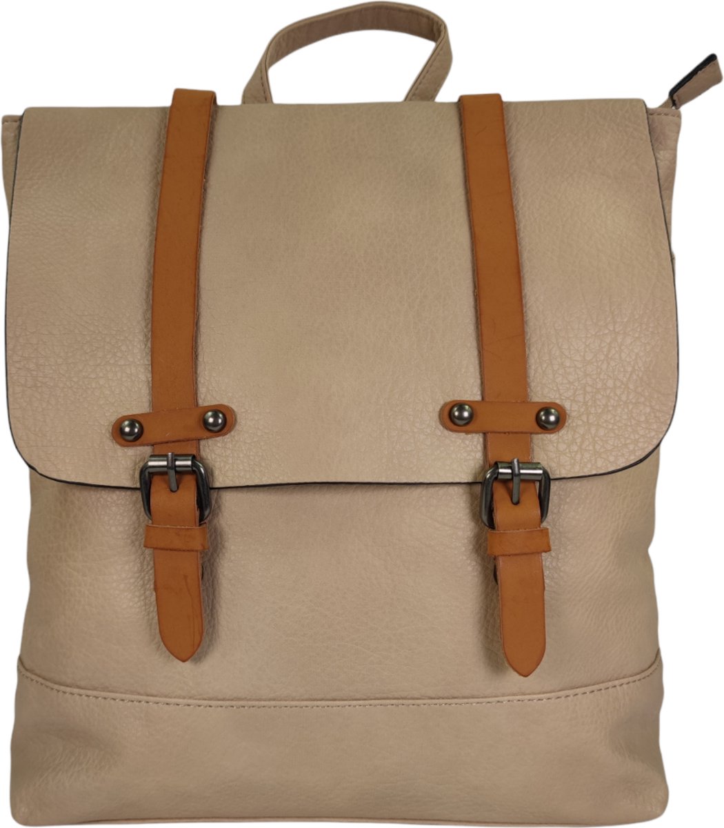 Flora&Co - Paris - Trendy rugzak met flap - magneetsluiting - instelbare riemen - beige taupe