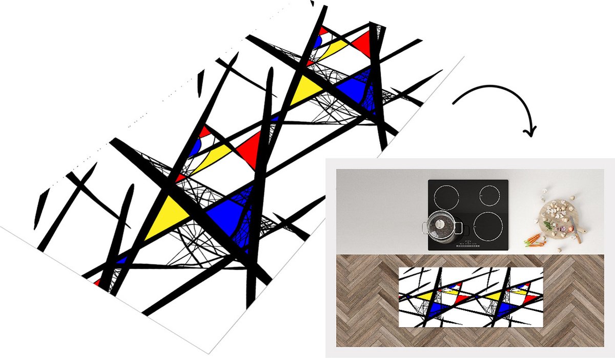 KitchenYeah Keukenloper - Loper keuken - Patronen - Abstract - Kunst - 120x50 cm - Keukenloper vinyl Multicolor