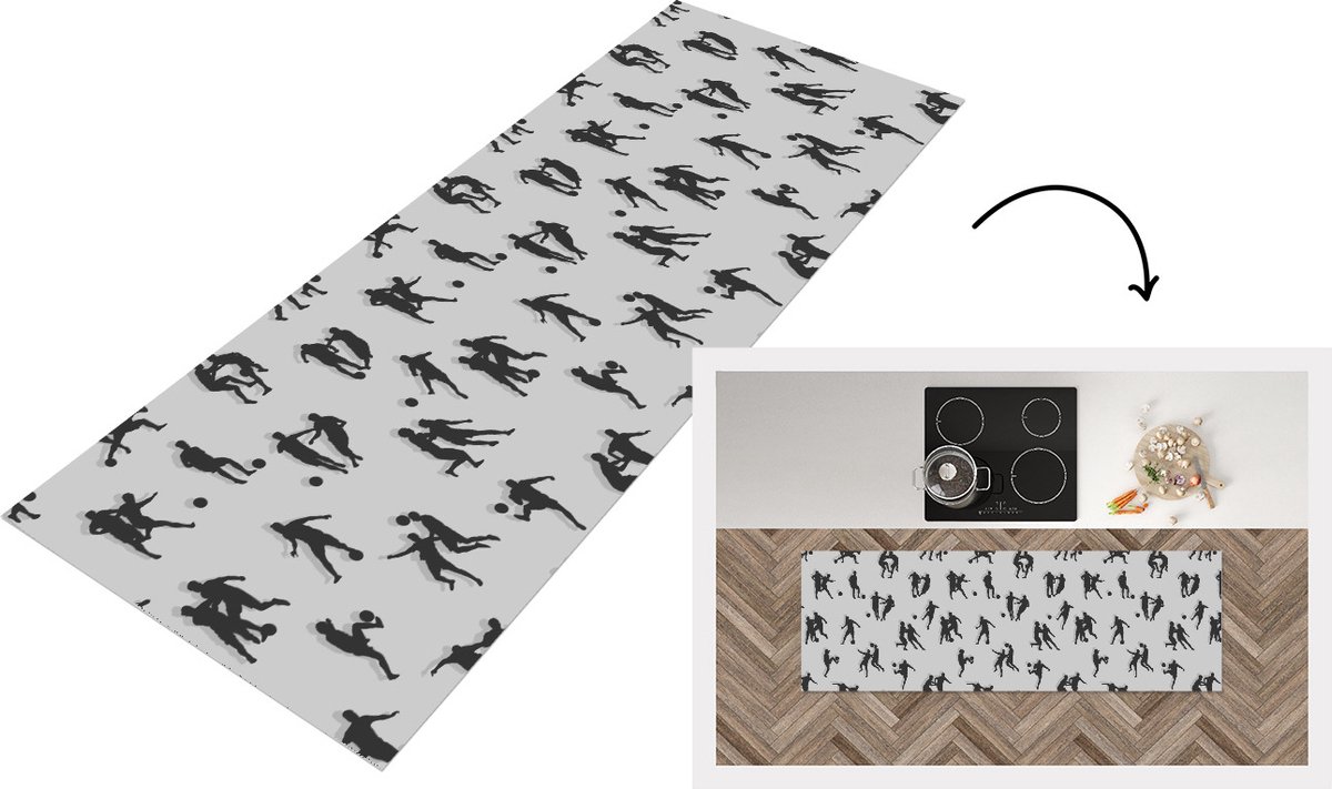 Keukenloper - Loper keuken - Sport - Voetbal - Patronen - 150x50 cm - Keukenloper vinyl