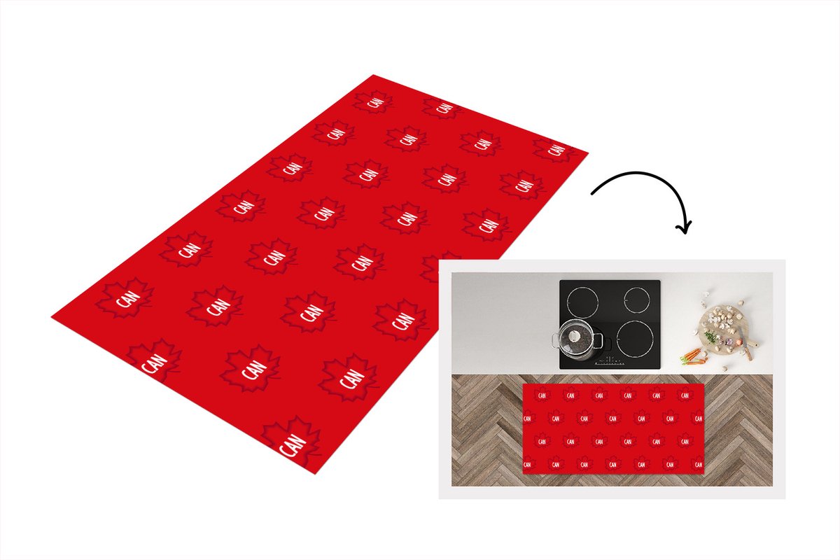 KitchenYeah Keukenloper - Loper keuken - Canada - Vlaggen - Patronen - 120x60 cm - Keukenloper vinyl Multicolor