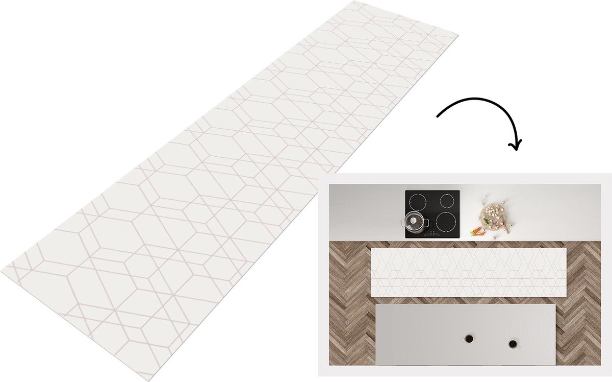 KitchenYeah Keukenloper - Loper keuken - Mozaïek - Design - Geometrie - 200x50 cm - Keukenloper vinyl Multicolor