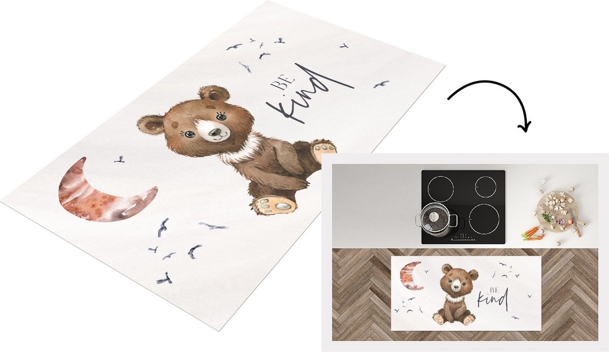 KitchenYeah Keukenloper - Loper keuken - Spreuken - Be kind - Kinderen - Quotes - 120x60 cm - Keukenloper vinyl Multicolor