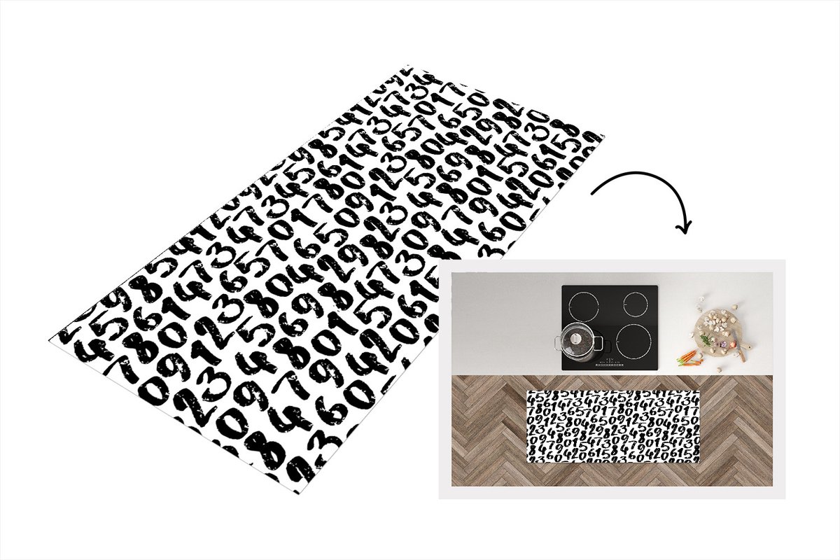 KitchenYeah Keukenloper - Loper keuken - Nummers - Vintage - Cijfers - Patronen - Keukenloper vinyl Multicolor