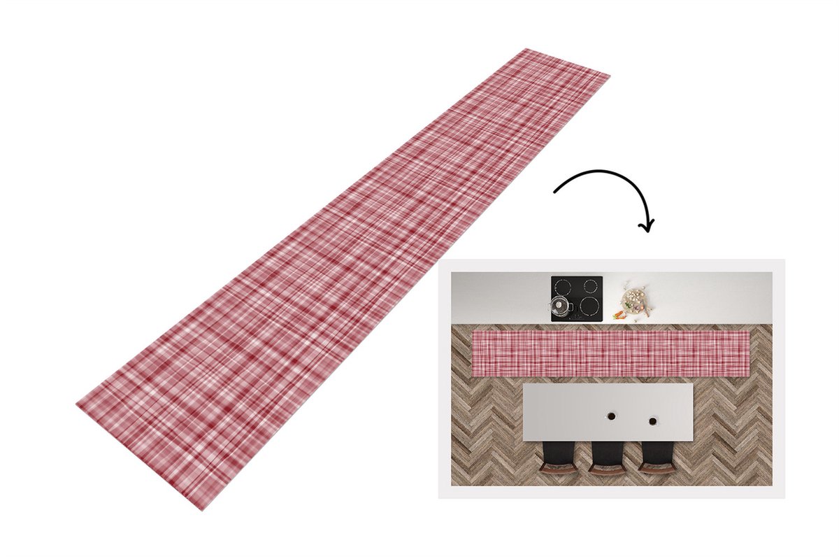KitchenYeah Keukenloper - Loper keuken - Patroon - Rood - Waves - Keukenloper vinyl, foto 4