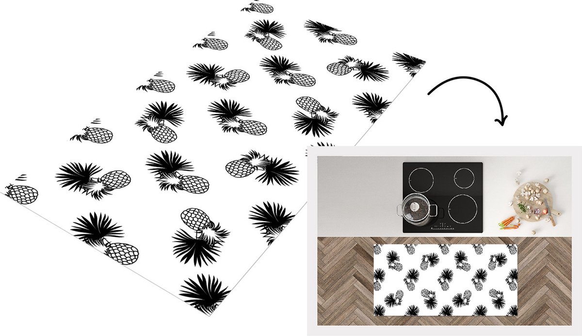 KitchenYeah Keukenloper - Loper keuken - Ananas - Patronen - Jungle - 120x60 cm - Keukenloper vinyl Multicolor