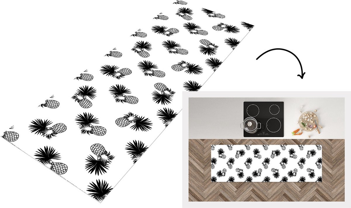 KitchenYeah Keukenloper - Loper keuken - Ananas - Patronen - Jungle - 180x60 cm - Keukenloper vinyl Multicolor