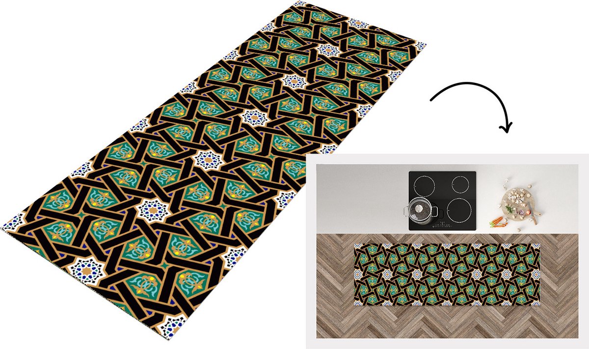 KitchenYeah Keukenloper - Loper keuken - Oriëntaal - Patroon - Arabisch - Sterren - Keukenloper vinyl multicolor, foto 7