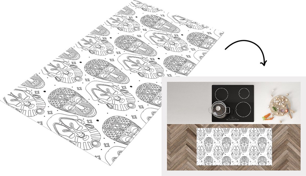 KitchenYeah Keukenloper - Loper keuken - Patroon - Maskers - Zuid-Amerika - Keukenloper vinyl multicolor, foto 2
