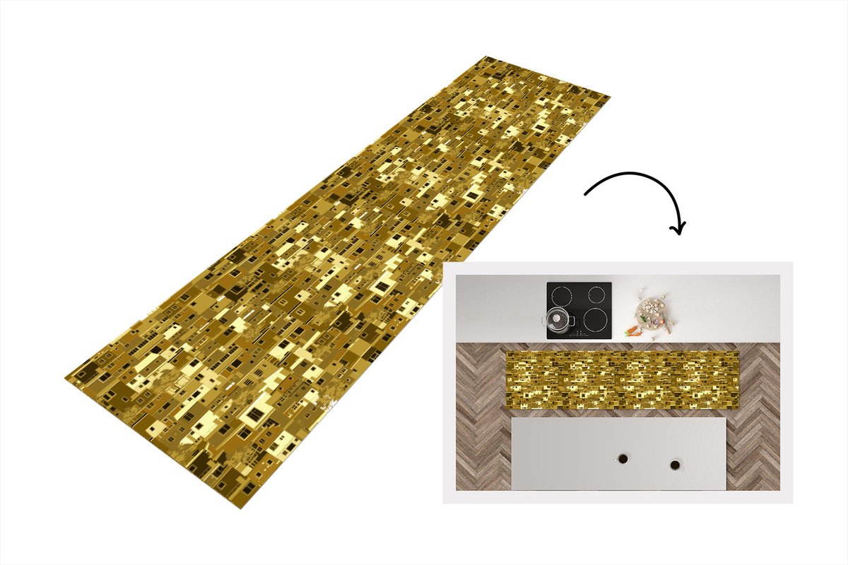 KitchenYeah Keukenloper - Loper keuken - Afrika - Patronen - Huis - 240x60 cm - Keukenloper vinyl Multicolor