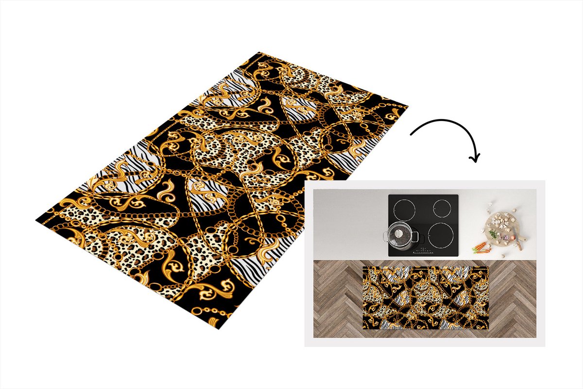 KitchenYeah Keukenloper - Loper keuken - Ketting - Goud - Panter - Zebra - Keukenloper vinyl, foto 7