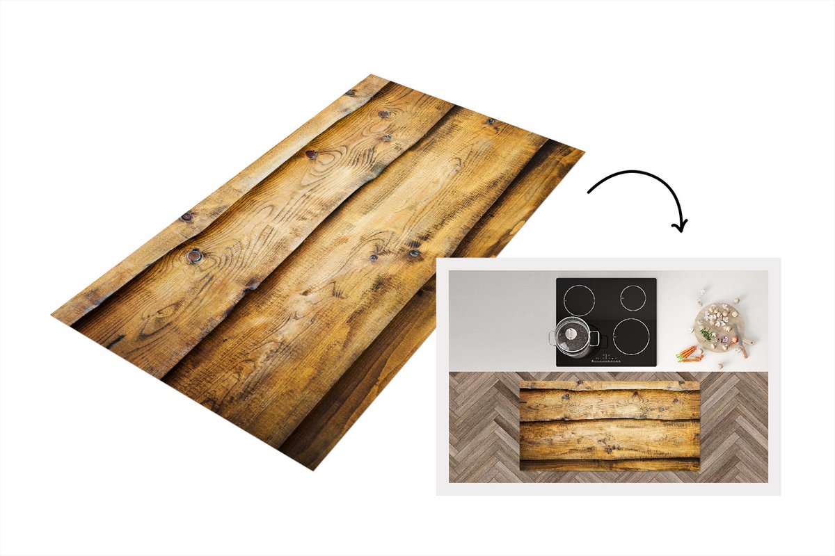 KitchenYeah Keukenloper - Loper keuken - Plank - Hout - Landelijk - Keukenloper vinyl, foto 2