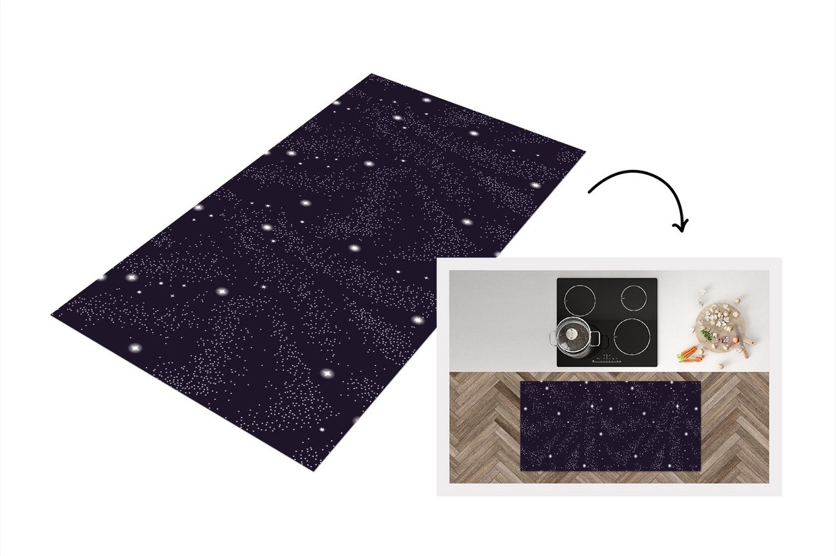 KitchenYeah Keukenloper - Loper keuken - Ruimte - Sterrenhemel - Kinderen - Design - 120x60 cm - Keukenloper vinyl Multicolor