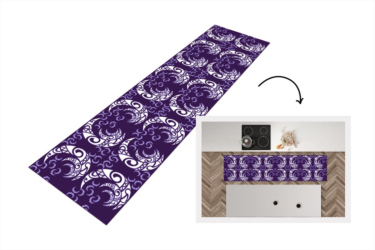 KitchenYeah Keukenloper - Loper keuken - Maan - Patronen - Nacht - 200x50 cm - Keukenloper vinyl Multicolor