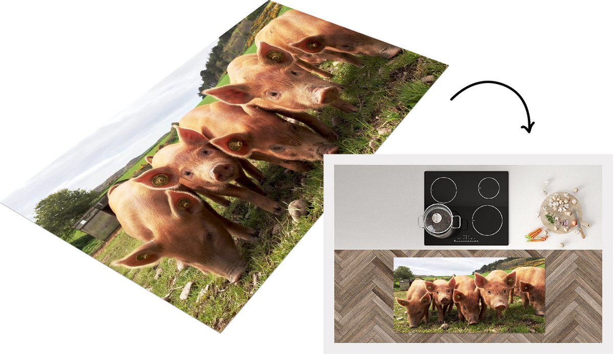 KitchenYeah Keukenloper - Loper keuken - Varkens - Big - Dieren - 120x60 cm - Keukenloper vinyl Multicolor