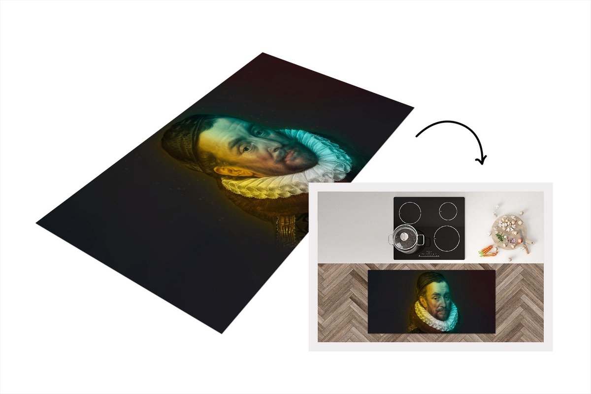 KitchenYeah Keukenloper - Loper keuken - Kunst - Willem van Oranje - Regenboog - 120x60 cm - Keukenloper vinyl Multicolor