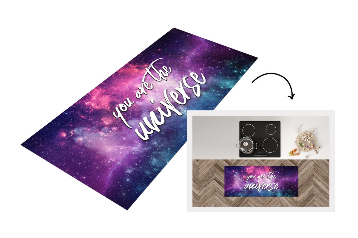 KitchenYeah Keukenloper - Loper keuken - Quotes - 'You are the universe' - Spreuken - 120x50 cm - Keukenloper vinyl Multicolor