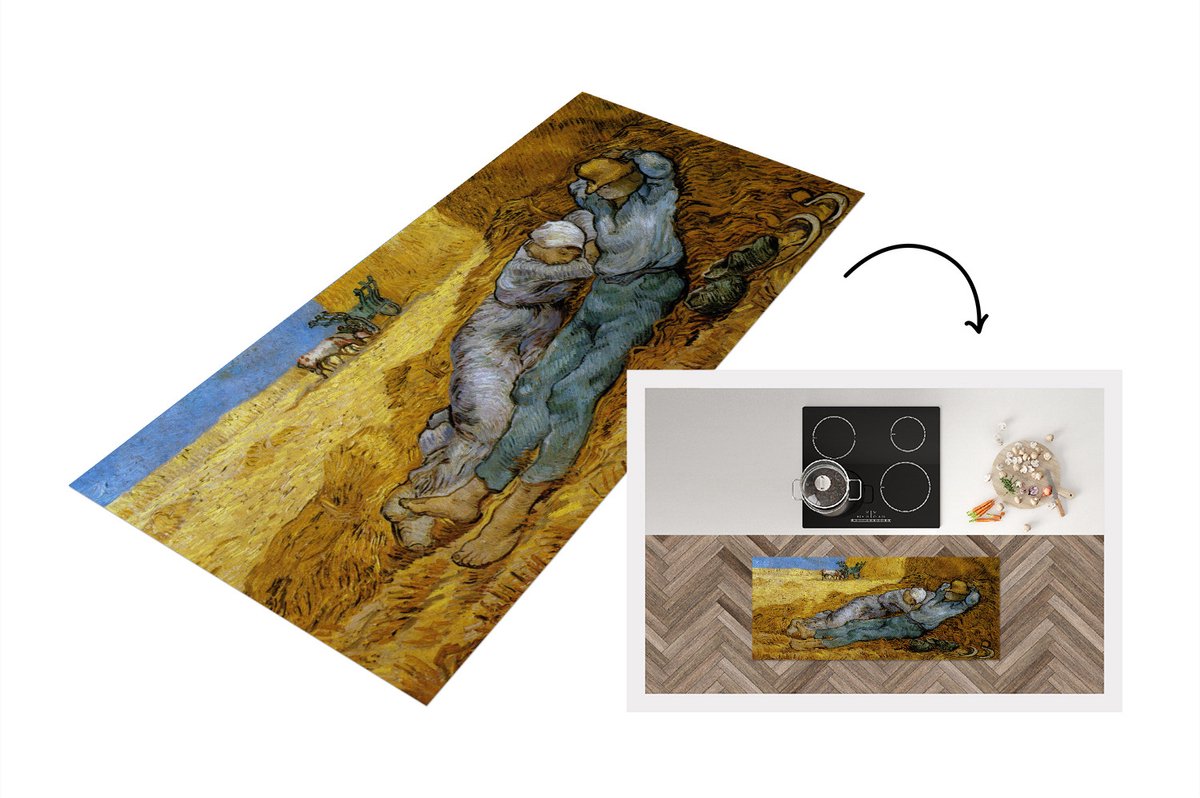 KitchenYeah Keukenloper - Loper keuken - De Siesta - Vincent van Gogh - 120x50 cm - Keukenloper vinyl Multicolor
