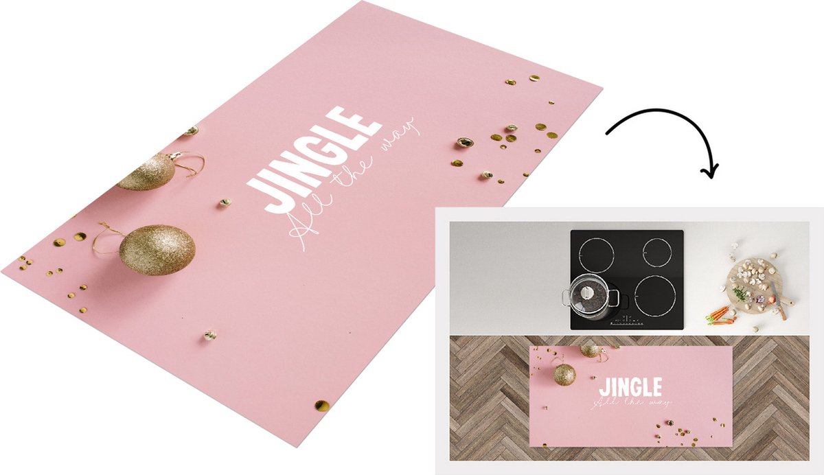 KitchenYeah Keukenloper - Loper keuken - Winter - Goud - Roze - Keukenloper vinyl, foto 2