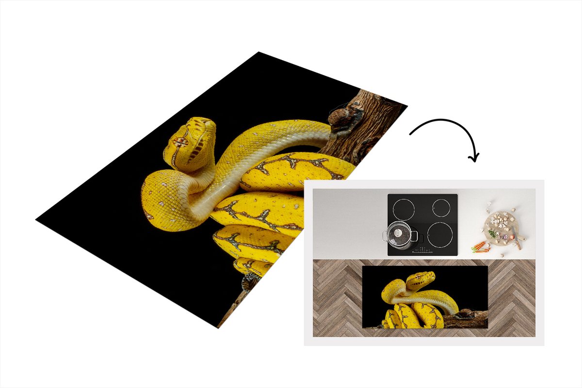 KitchenYeah Keukenloper - Loper keuken - Slang - Tak - Geel - 120x60 cm - Keukenloper vinyl Multicolor