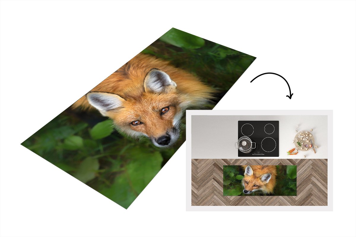 KitchenYeah Keukenloper - Loper keuken - Vos - Groen - Oranje - Keukenloper vinyl Multicolor