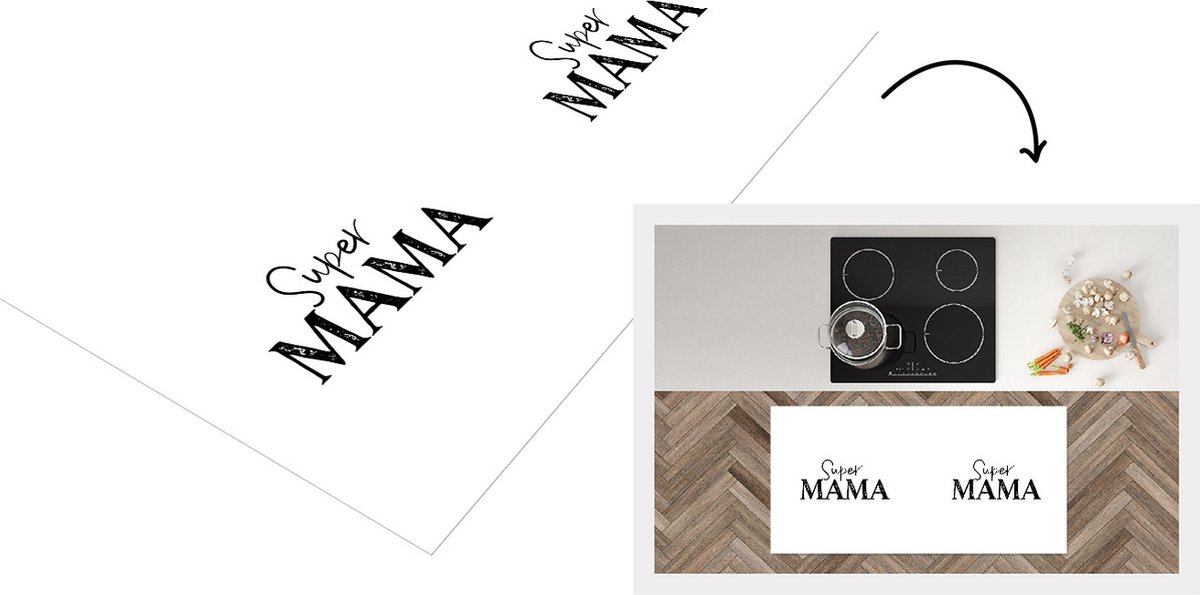 KitchenYeah Keukenloper - Loper keuken - Spreuken - Super mama - Quotes - Mama - 120x60 cm - Keukenloper vinyl Multicolor