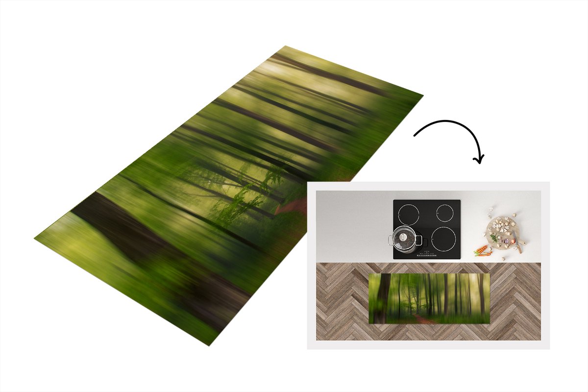 KitchenYeah Keukenloper - Loper keuken - Bospad - Tropisch - Groen - Bomen - Bos - Natuur - 120x50 cm - Keukenloper vinyl Multicolor
