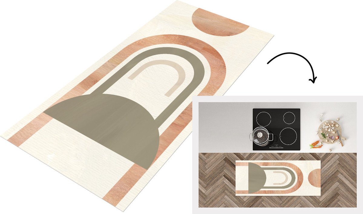 KitchenYeah Keukenloper - Loper keuken - Kunst - Abstract - Roze - Keukenloper vinyl Multicolor