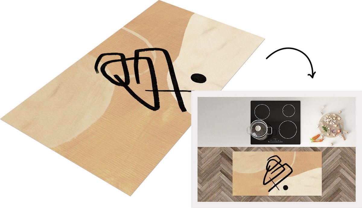 KitchenYeah Keukenloper - Loper keuken - Design - Abstract - Bruin - Keukenloper vinyl, foto 2
