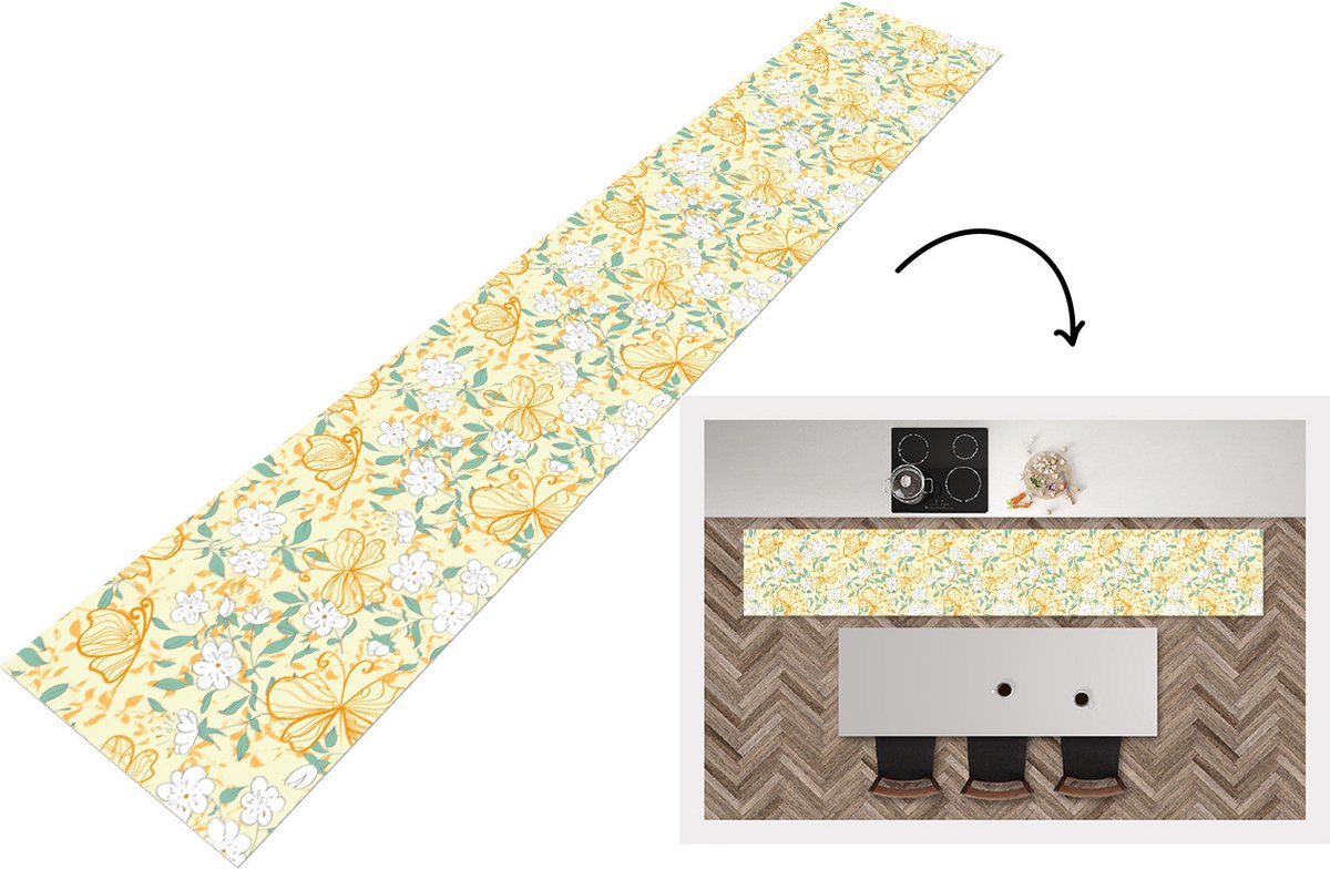 KitchenYeah Keukenloper - Loper keuken - Bloemen - Zomer - Patronen - Keukenloper vinyl Multicolor