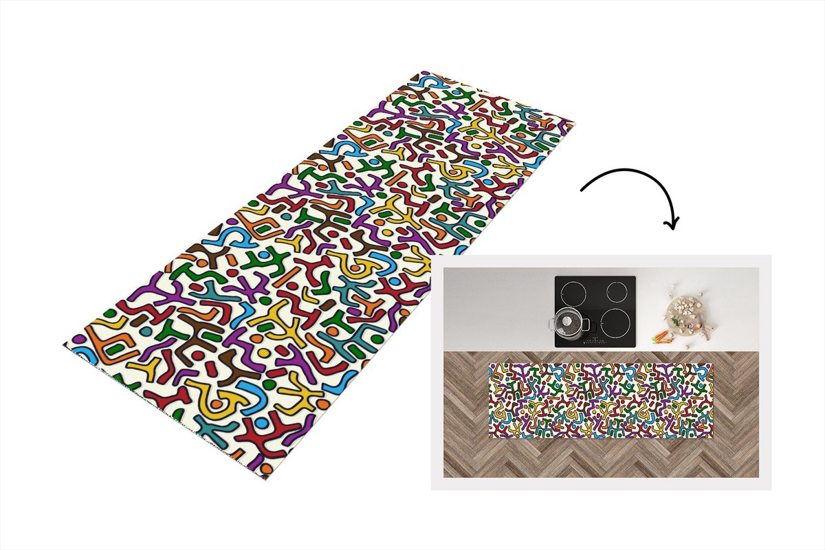 KitchenYeah Keukenloper - Loper keuken - Abstract - Patronen - Afrika - 150x50 cm - Keukenloper vinyl Multicolor