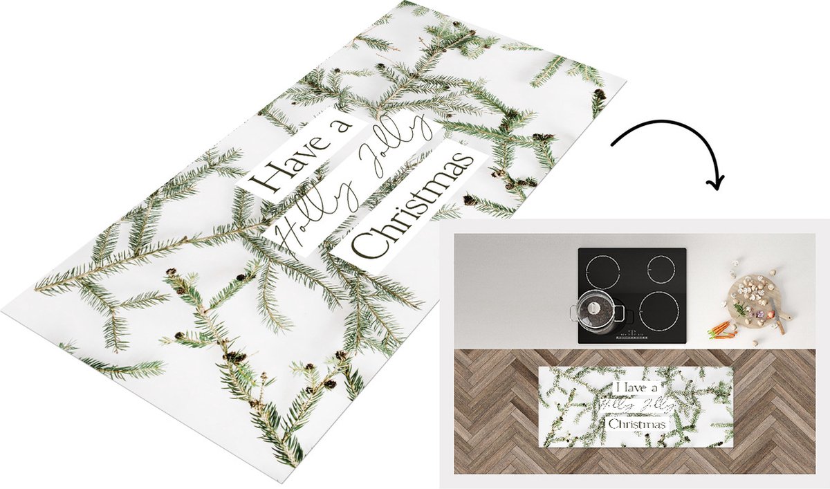 KitchenYeah Keukenloper - Loper keuken - Winter - Kersttakken - Quote - 120x50 cm - Keukenloper vinyl Multicolor