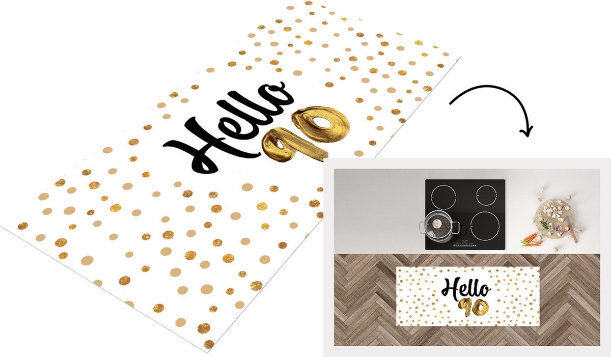 KitchenYeah Keukenloper - Loper keuken - Decoratie - 90 Jaar - Confetti - Keukenloper vinyl Multicolor