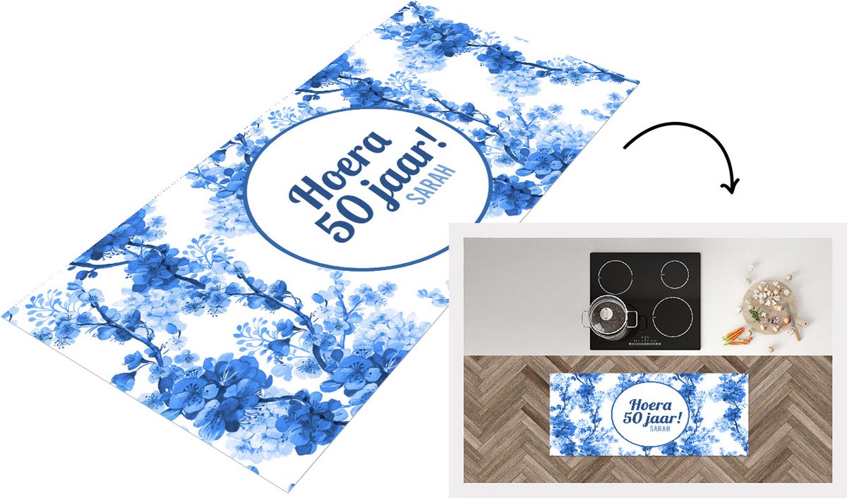 Keukenloper - Loper keuken - Verjaardag - 50 Jaar - Sarah - 120x50 cm - Keukenloper vinyl