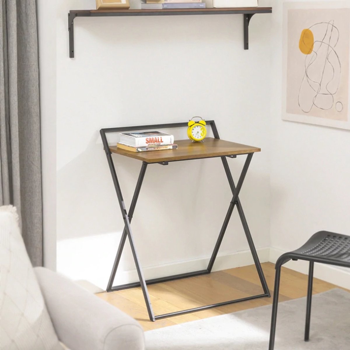 Simple Trade - Opvouwbaar bureau - Computer bureau - Industrieel - Zwart/bruin - 63x77x45 cm