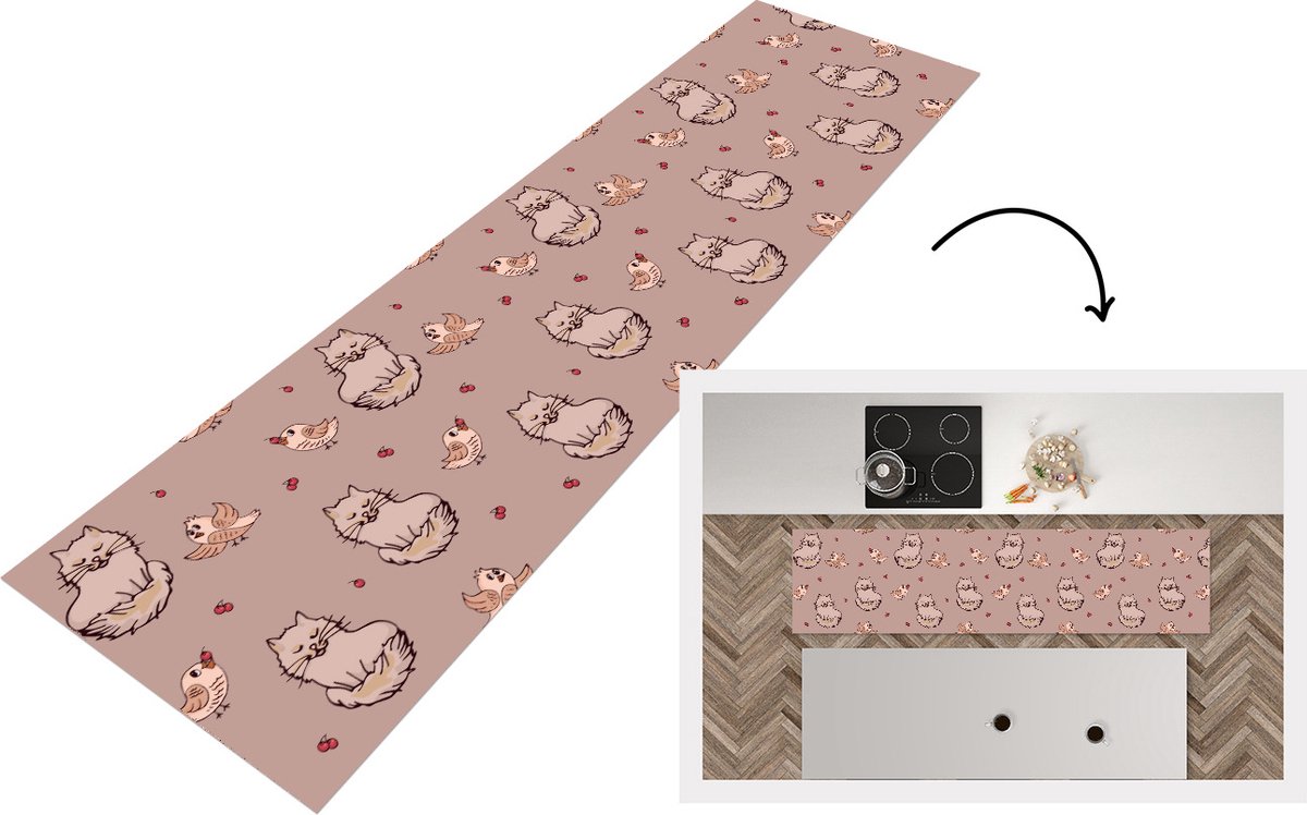 KitchenYeah Keukenloper - Loper keuken - Dieren - Kinderen - Patronen - Keukenloper vinyl multicolor, foto 4