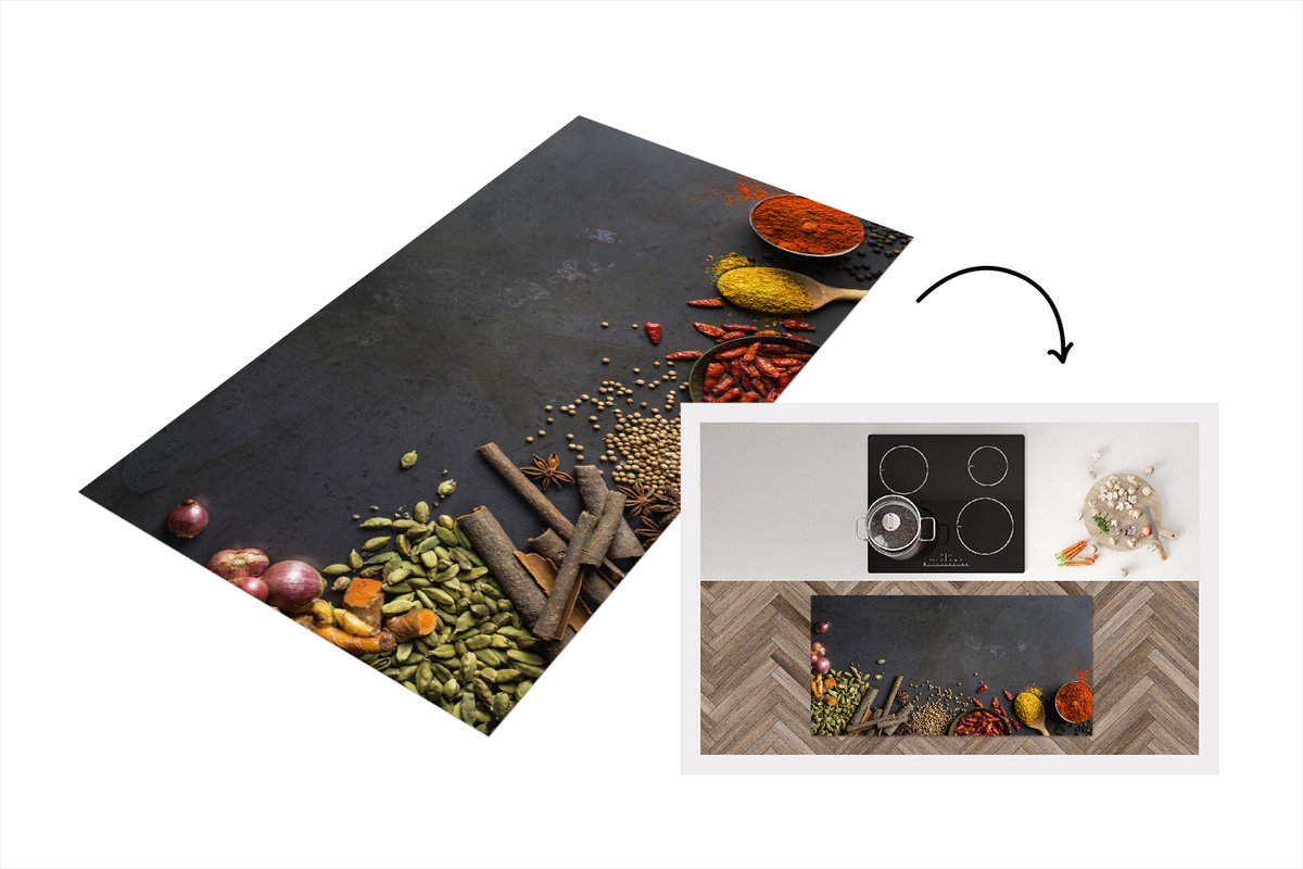 KitchenYeah Keukenloper - Loper keuken - Kruiden - Eten - Specerijen - 120x60 cm - Keukenloper vinyl Multicolor