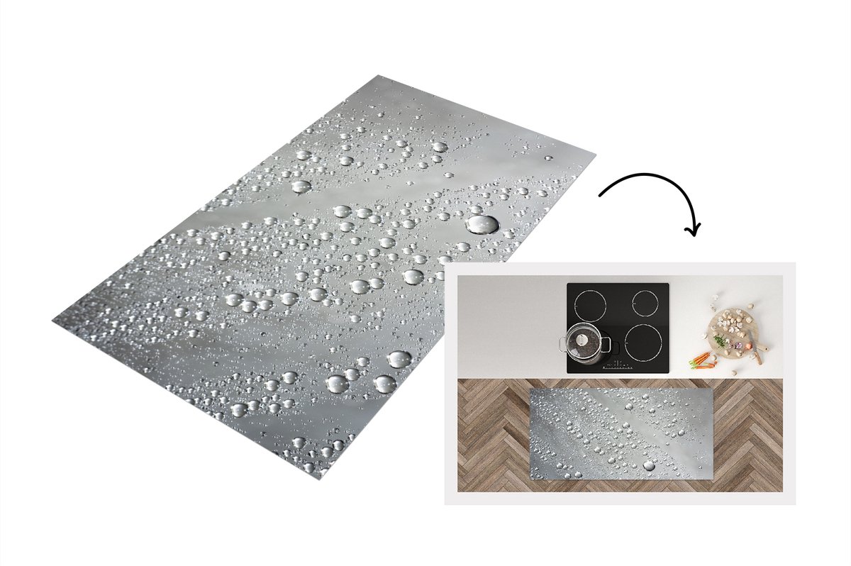 KitchenYeah Keukenloper - Loper keuken - Metaal - Water - Grijs - Keukenloper vinyl, foto 2